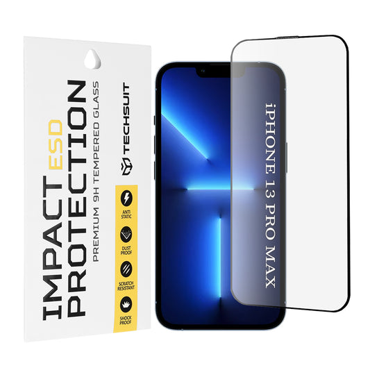 Techsuit skärmskydd för Apple iPhone 13 Pro Max, härdat glas, full lim, svart