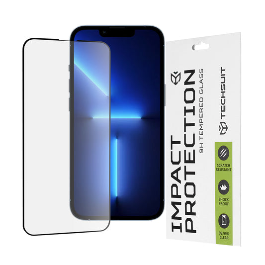 Techsuit skärmskydd för Apple iPhone 14 Plus / 13 Pro Max, härdat glas, full limning, 111D, svart