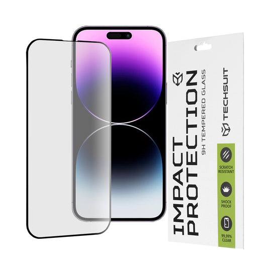 Techsuit skärmskydd för Apple iPhone 14 Pro Max, härdat glas, full limning, 111D, svart