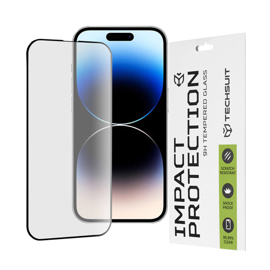 Skärmskydd Techsuit för Apple iPhone 14 Pro, Härdat Glas, Full Glue, 111D, Svart