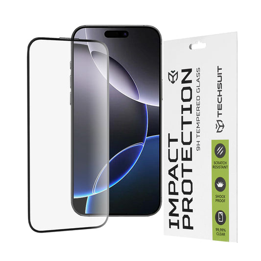 Techsuit skärmskydd för Apple iPhone 16 Pro Max, härdat glas, full limning, 111D, svart