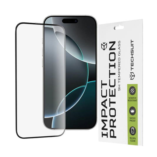 Techsuit skärmskydd för Apple iPhone 16 Pro, härdat glas, full lim, 111D, svart