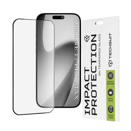 Skärmskydd Techsuit för Apple iPhone 17 Pro Max, Härdat Glas, Full Glue, 111D, Svart