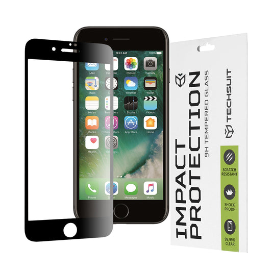 Techsuit skärmskydd för Apple iPhone 8 Plus / 7 Plus, härdat glas, full limning, 111D, svart