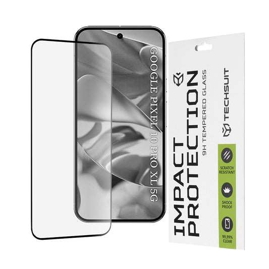 Techsuit skärmskydd för Google Pixel 10 Pro XL, härdat glas, full limning, 111D, svart