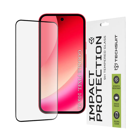 Skärmskydd Techsuit för Google Pixel 10a, Härdat Glas, Full Glue, 111D, Svart