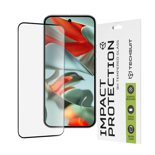 Techsuit skärmskydd för Google Pixel 9 Pro XL, härdat glas, full lim, 111D, svart