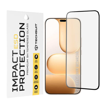 Skärmskydd Techsuit för Honor 600 Lite, Härdat Glas, Full Lim, Svart
