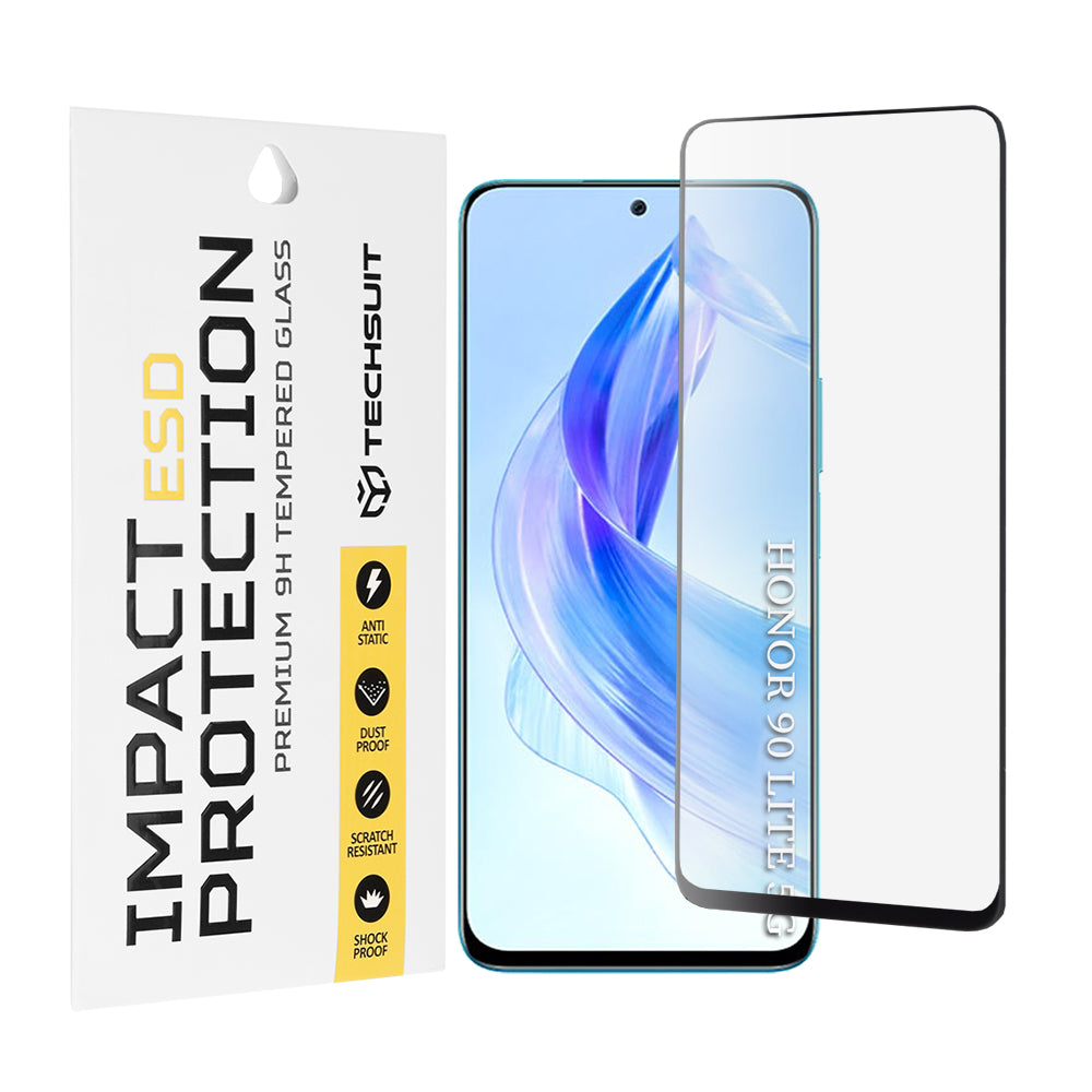 Techsuit skärmskydd för Honor 90 Lite, härdat glas, full lim, svart