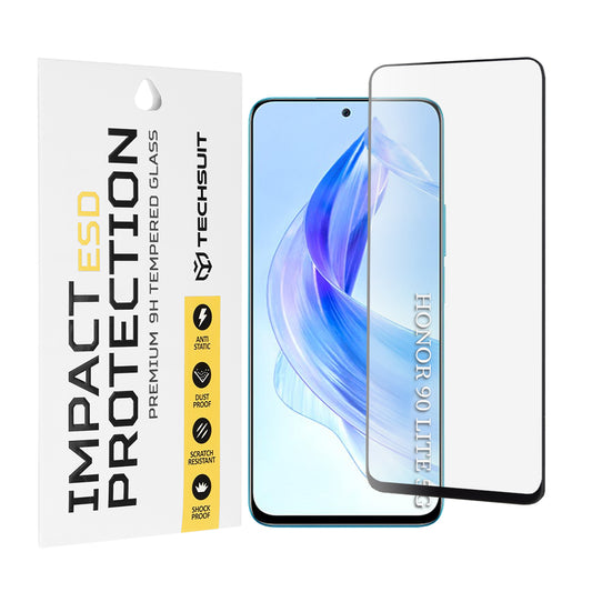 Techsuit skärmskydd för Honor 90 Lite, härdat glas, full lim, svart