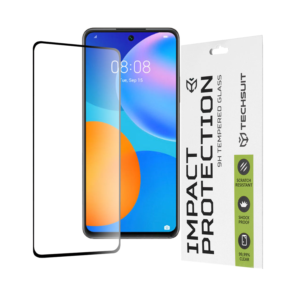 Techsuit skärmskydd för Huawei P smart 2021, härdat glas, full limning, 111D, svart
