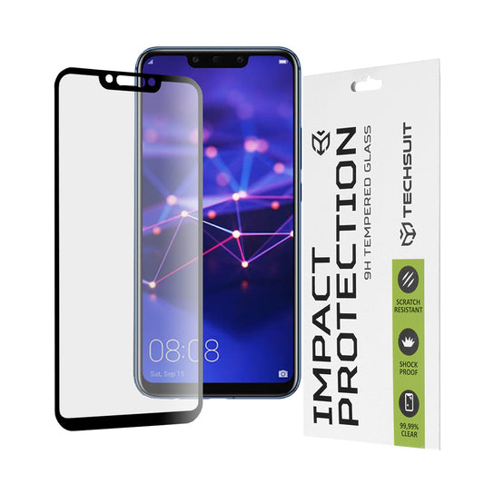 Techsuit skärmskydd för Huawei P Smart+ 2019 / Mate 20 Lite / nova 3 / nova 3i, härdat glas, full limning, 111D, svart