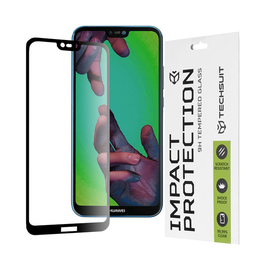 Techsuit skärmskydd för Huawei P20 Lite, härdat glas, full limning, 111D, svart