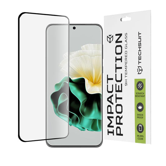 Techsuit skärmskydd för Huawei P60, härdat glas, full limning, 111D, svart
