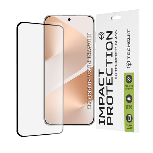 Techsuit skärmskydd för Huawei Pura 80 Pro, härdat glas, full lim, 111D, svart