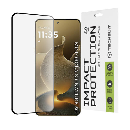 Skärmskydd Techsuit för Motorola Edge 70 Ultra / Signature, Härdat Glas, 111D, Full Glue, Svart