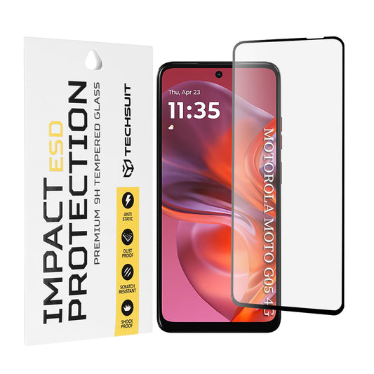 Techsuit skärmskydd för Motorola Moto E15 / G05, härdat glas, full limning, svart
