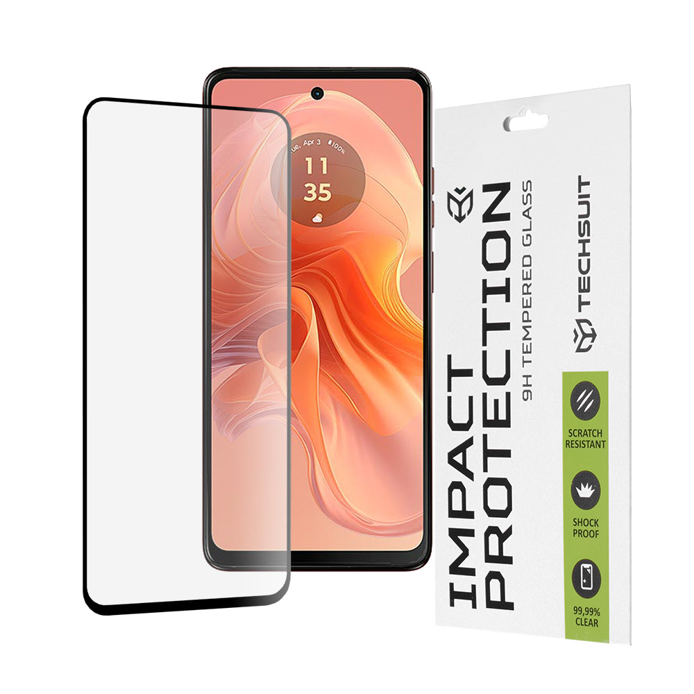 Techsuit skärmskydd för Motorola Moto G04s / E14 / G24 Power / G04 / G24, härdat glas, full limning, 111D, svart
