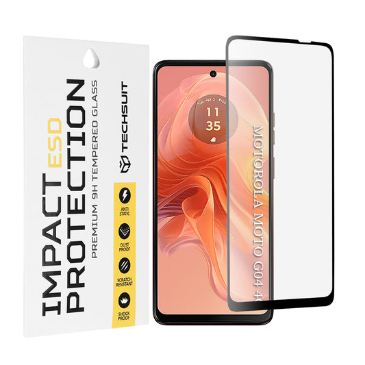 Techsuit skärmskydd för Motorola Moto G04s / E14 / G24 Power / G04 / G24, härdat glas, full lim, svart