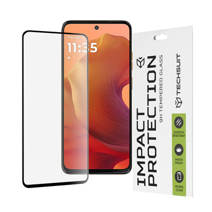Skärmskydd Techsuit för Motorola Moto G15 / G15 Power, Härdat glas, Full lim, 111D, Svart