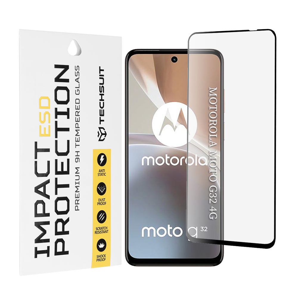 Techsuit skärmskydd för Motorola Moto G32, härdat glas, full lim, svart