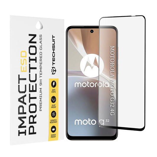 Techsuit skärmskydd för Motorola Moto G32, härdat glas, full lim, svart