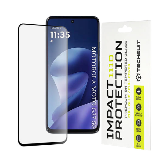 Techsuit skärmskydd för Motorola Moto G47 / G37 Power / G37, härdat glas, full lim, 111D, svart