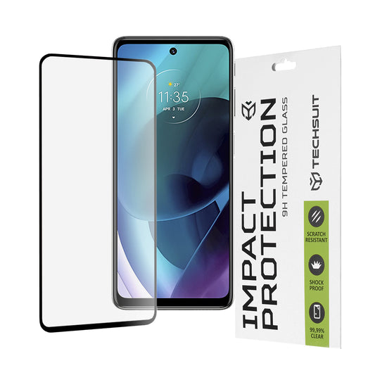 Techsuit skärmskydd för Motorola Moto G51 5G, härdat glas, full lim, 111D, svart