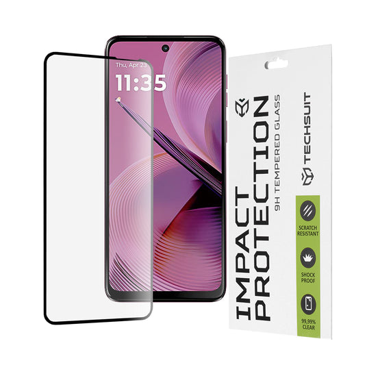Techsuit skärmskydd för Motorola Moto G55, härdat glas, full limning, 111D, svart