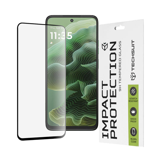 Techsuit skärmskydd för Motorola Moto G56 / G35, härdat glas, full limning, 111D, svart