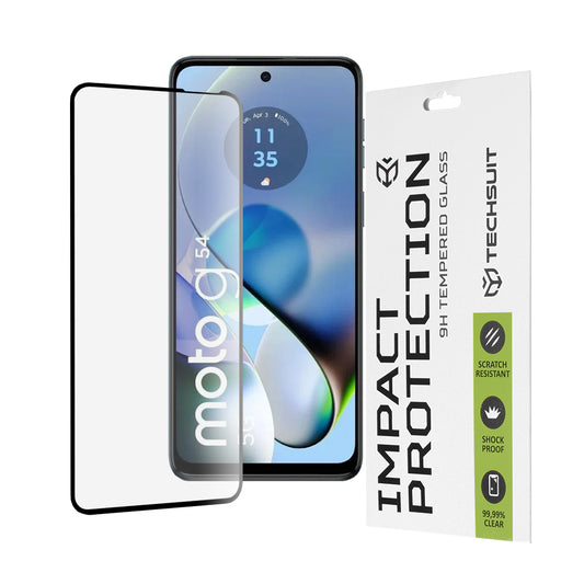 Techsuit skärmskydd för Motorola Moto G64 / G54 Power Edition / G14 / G54, härdat glas, full limning, 111D, svart