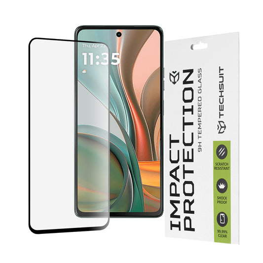 Techsuit skärmskydd för Motorola Moto G75, härdat glas, full limning, 111D, svart