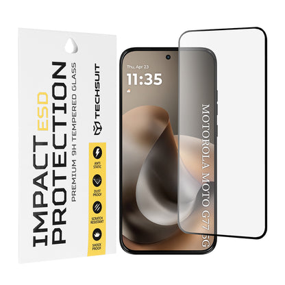 Techsuit skärmskydd för Motorola Moto G77 / G67, härdat glas, full lim, svart