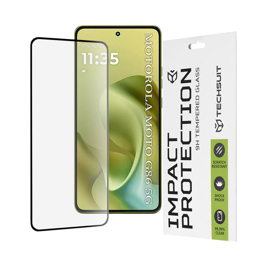 Techsuit skärmskydd för Motorola Moto G86, härdat glas, full limning, 111D, svart