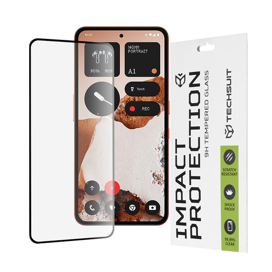 Techsuit skärmskydd för Nothing CMF Phone 2 Pro, härdat glas, full limning, 111D, svart