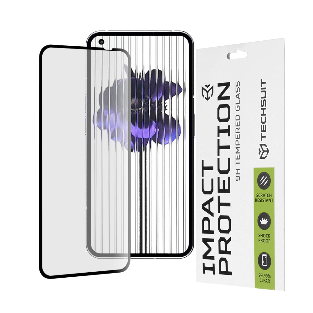 Techsuit skärmskydd för Nothing Phone (1), härdat glas, full lim, 111D, svart