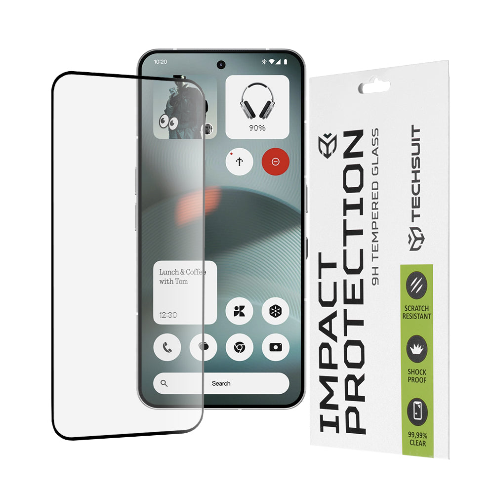 Techsuit skärmskydd för Nothing Phone (3), härdat glas, full limning, 111D, svart