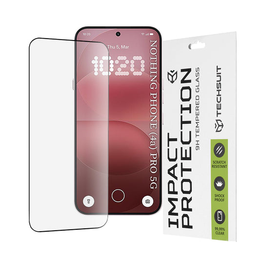 Skärmskydd Techsuit för Nothing Phone (4a) Pro, Härdat Glas, Full Glue, 111D, Svart