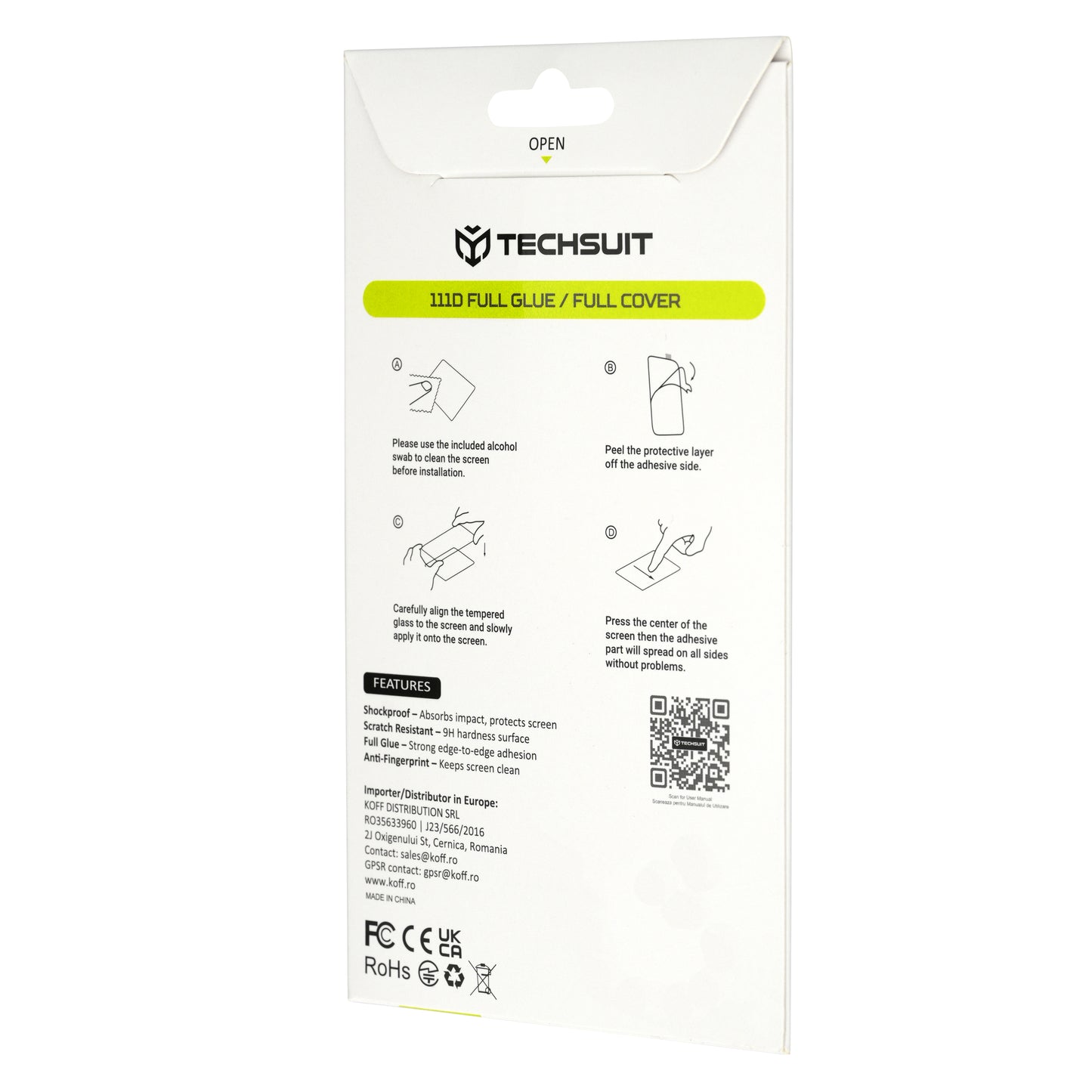 Techsuit skärmskydd för Nothing Phone (4b), härdat glas, full limning, 111D, svart