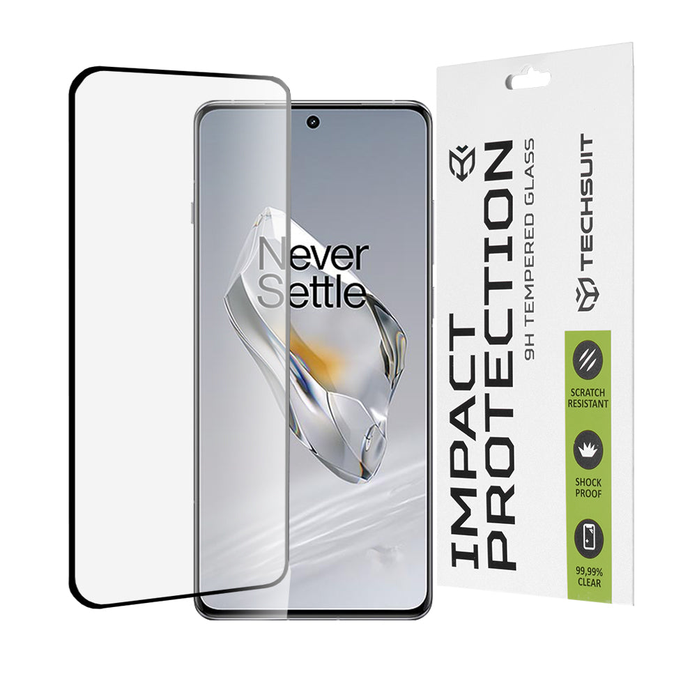 Techsuit skärmskydd för OnePlus 12, härdat glas, full limning, 111D, svart
