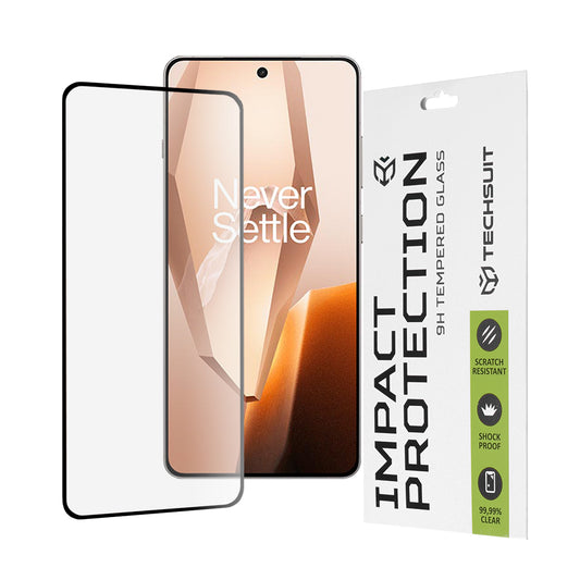 Techsuit skärmskydd för OnePlus 13R, härdat glas, full limning, 111D, svart