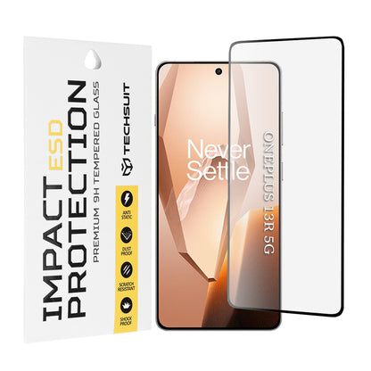 Techsuit skärmskydd för OnePlus 13R, härdat glas, full lim, svart