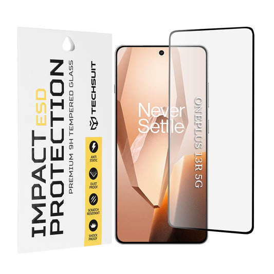 Techsuit skärmskydd för OnePlus 13R, härdat glas, full lim, svart