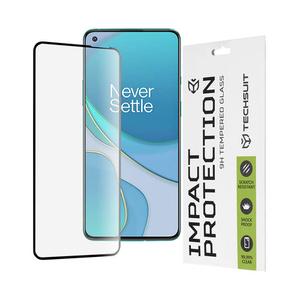 Techsuit skärmskydd för OnePlus 8T, härdat glas, full limning, 111D, svart
