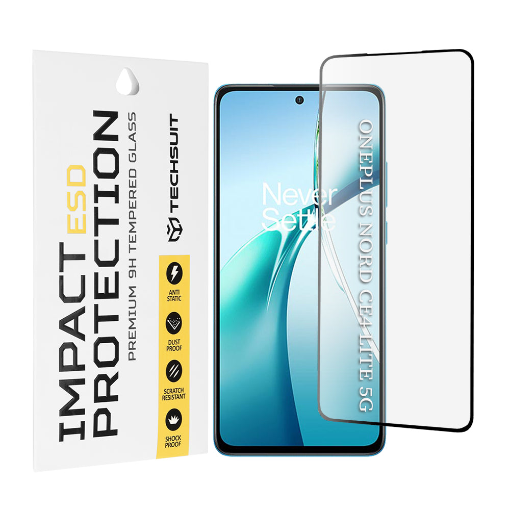 Techsuit skärmskydd för OnePlus Nord CE4 Lite, härdat glas, full lim, svart