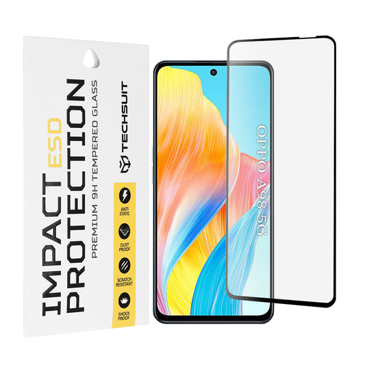 Techsuit skärmskydd för OnePlus Nord N30 SE / Oppo A79 / A98 / A58 4G, härdat glas, full limning, svart