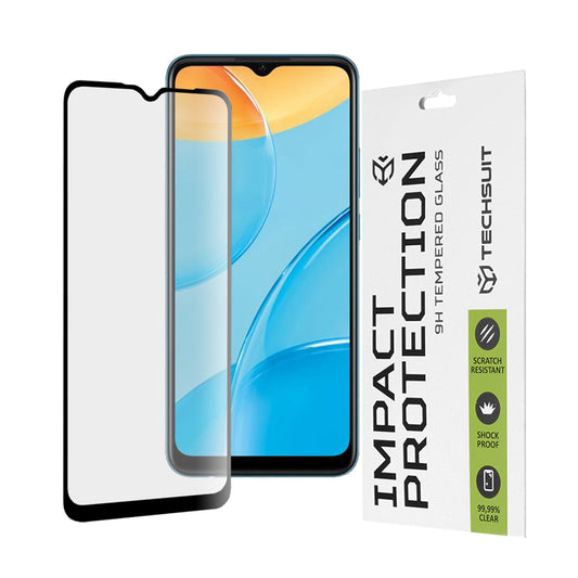 Techsuit skärmskydd för Oppo A16s / A54s / A16 / A15s / A15, härdat glas, full limning, 111D, svart