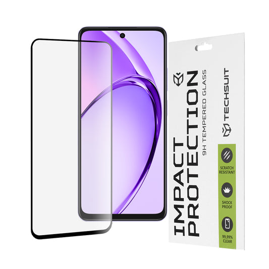 Techsuit skärmskydd för Oppo A3 4G / A3 5G, härdat glas, full limning, 111D, svart