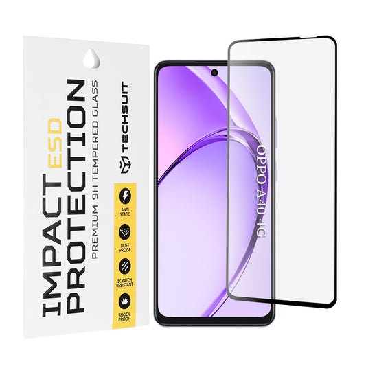 Techsuit skärmskydd för Oppo A3 4G / A3 5G, härdat glas, full limning, svart