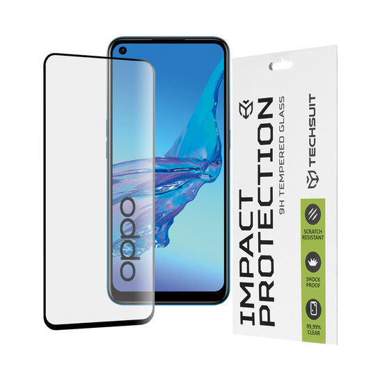 Techsuit skärmskydd för Oppo A53s / A53 4G, härdat glas, full limning, 111D, svart